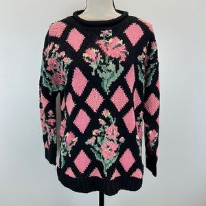 ⭐️Vintage Paris Sport Club talkie cotton mohair hand knit sweater granny cottage